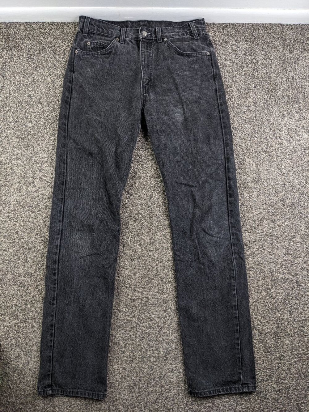 Vintage 90s Levi’s Jeans Orange Tab 505 Straight Leg Washed Black 32x34 USA Made